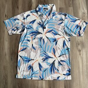 Bad Birdie Men's Multicolor Flower/Leaf Polo Shirt, L Athletic Golf Summer